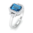 Octagon Cut London Blue Topaz and Diamond Statement Engagement Ring London Blue Topaz - ( AAA ) - Quality - Rosec Jewels