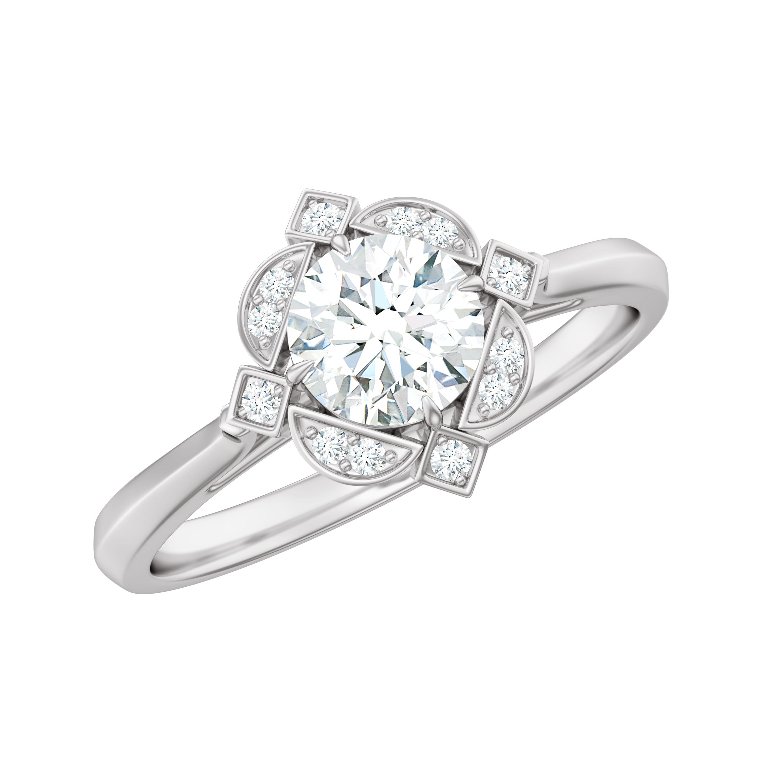 Vintage Style Lab Grown Diamond Engagement Ring Lab Grown Diamond - ( EF-VS ) - Color and Clarity - Rosec Jewels