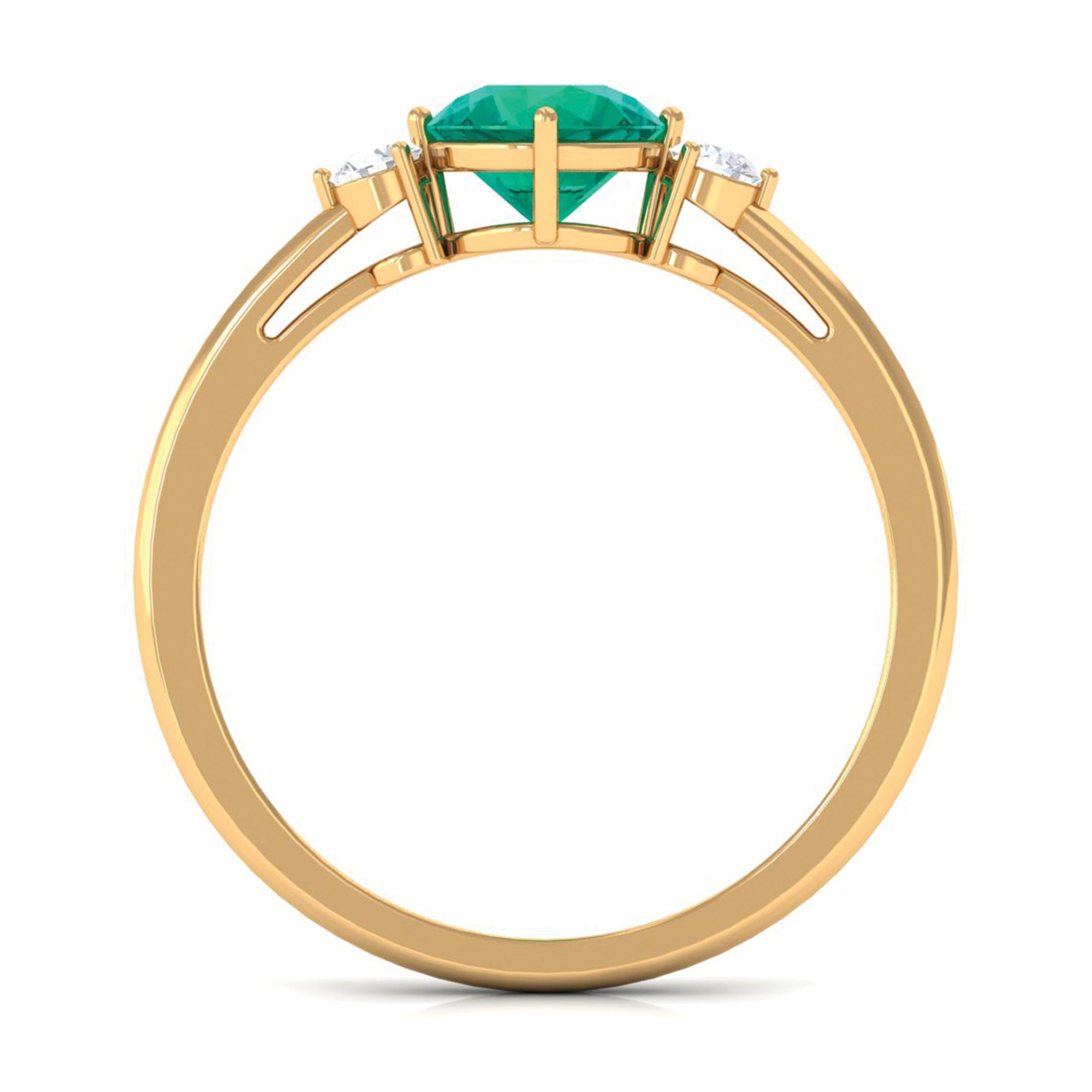 Emerald and Diamond Minimal Promise Ring Emerald - ( AAA ) - Quality - Rosec Jewels