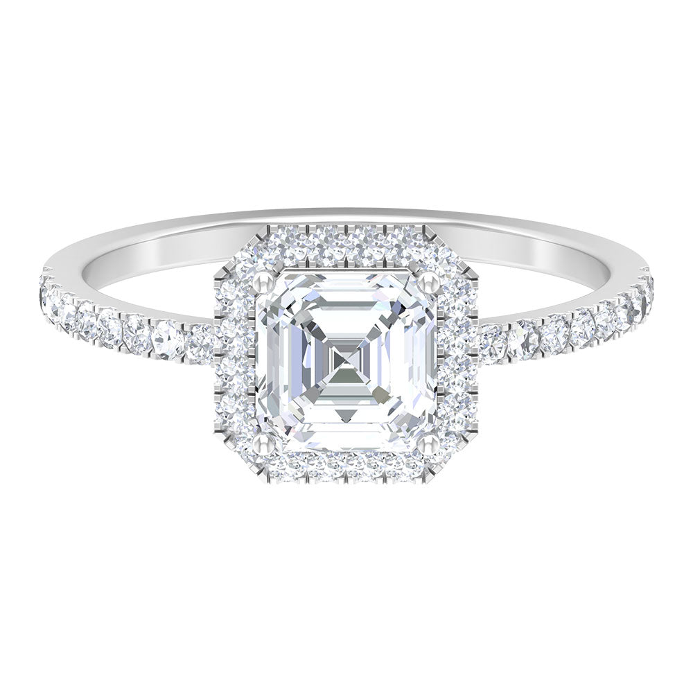 1.75 CT Asscher Cut Moissanite Halo Engagement Ring Moissanite - ( D-VS1 ) - Color and Clarity - Rosec Jewels