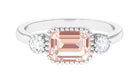 Bezel Morganite East West Engagement Ring with Diamond Morganite - ( AAA ) - Quality - Rosec Jewels