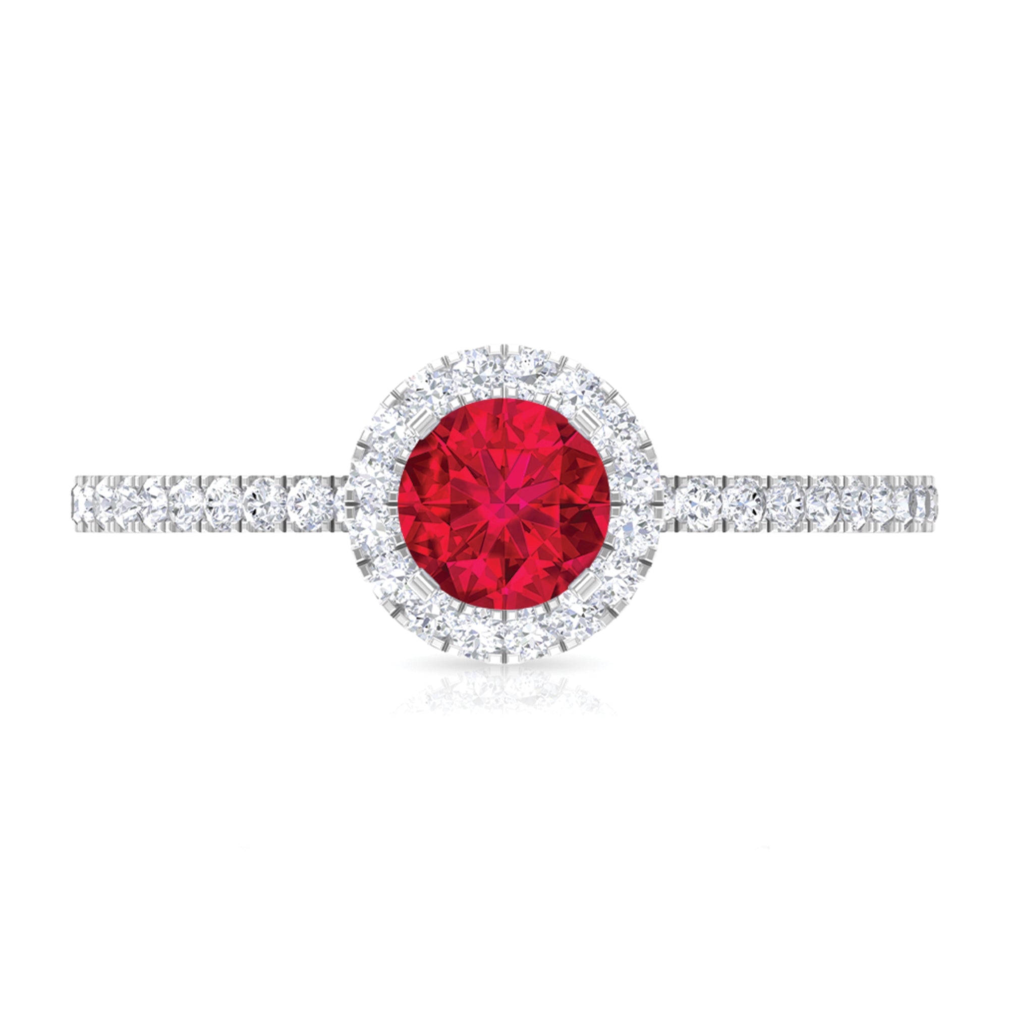 1 CT Minimal Ruby and Diamond Engagement Ring Ruby - ( AAA ) - Quality - Rosec Jewels