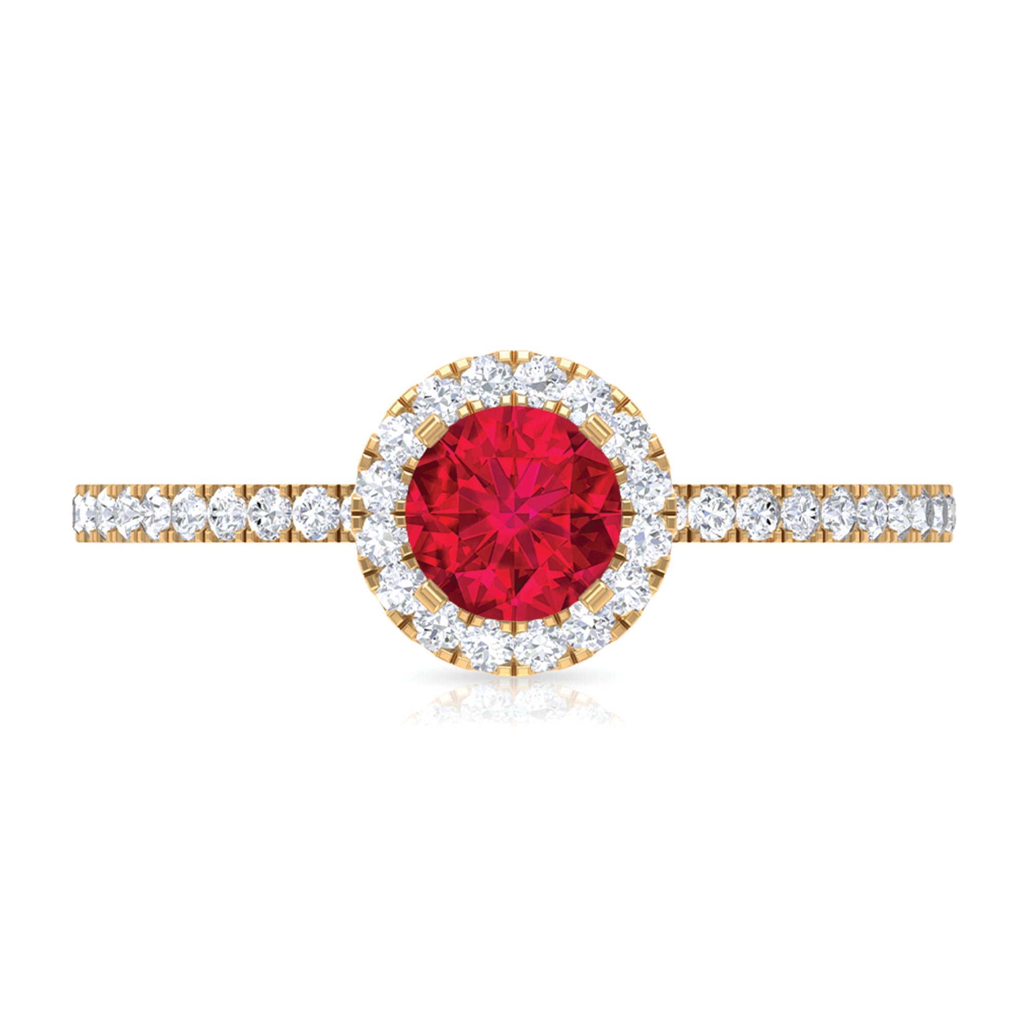1 CT Minimal Ruby and Diamond Engagement Ring Ruby - ( AAA ) - Quality - Rosec Jewels