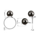 7.75 CT Designer Tahitian Pearl Solitaire Ring with Diamond Tahitian pearl - ( AAA ) - Quality - Rosec Jewels