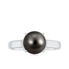 7.75 CT Classic Tahitian Pearl Solitaire Ring with Surprise Diamond Tahitian pearl - ( AAA ) - Quality - Rosec Jewels