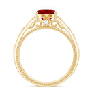 Vintage Style Created Ruby Celtic Knot Band Ring with Surprise Diamond Lab Created Ruby - ( AAAA ) - Quality - Rosec Jewels