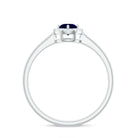 Dainty Blue Sapphire and Diamond Floating Halo Ring Blue Sapphire - ( AAA ) - Quality - Rosec Jewels