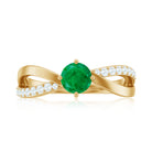 1/2 CT Solitaire Emerald and Diamond Engagement Ring Emerald - ( AAA ) - Quality - Rosec Jewels