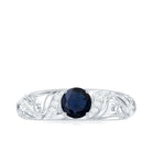 1.25 CT Vintage Style Blue Sapphire Engagement Ring with Diamond Blue Sapphire - ( AAA ) - Quality - Rosec Jewels