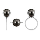 Tahitian Pearl Solitaire Engagement Ring with Diamond Tahitian pearl - ( AAA ) - Quality - Rosec Jewels