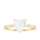 Large Heart Shape Moissanite Solitaire Engagement Ring in Gold Moissanite - ( D-VS1 ) - Color and Clarity - Rosec Jewels