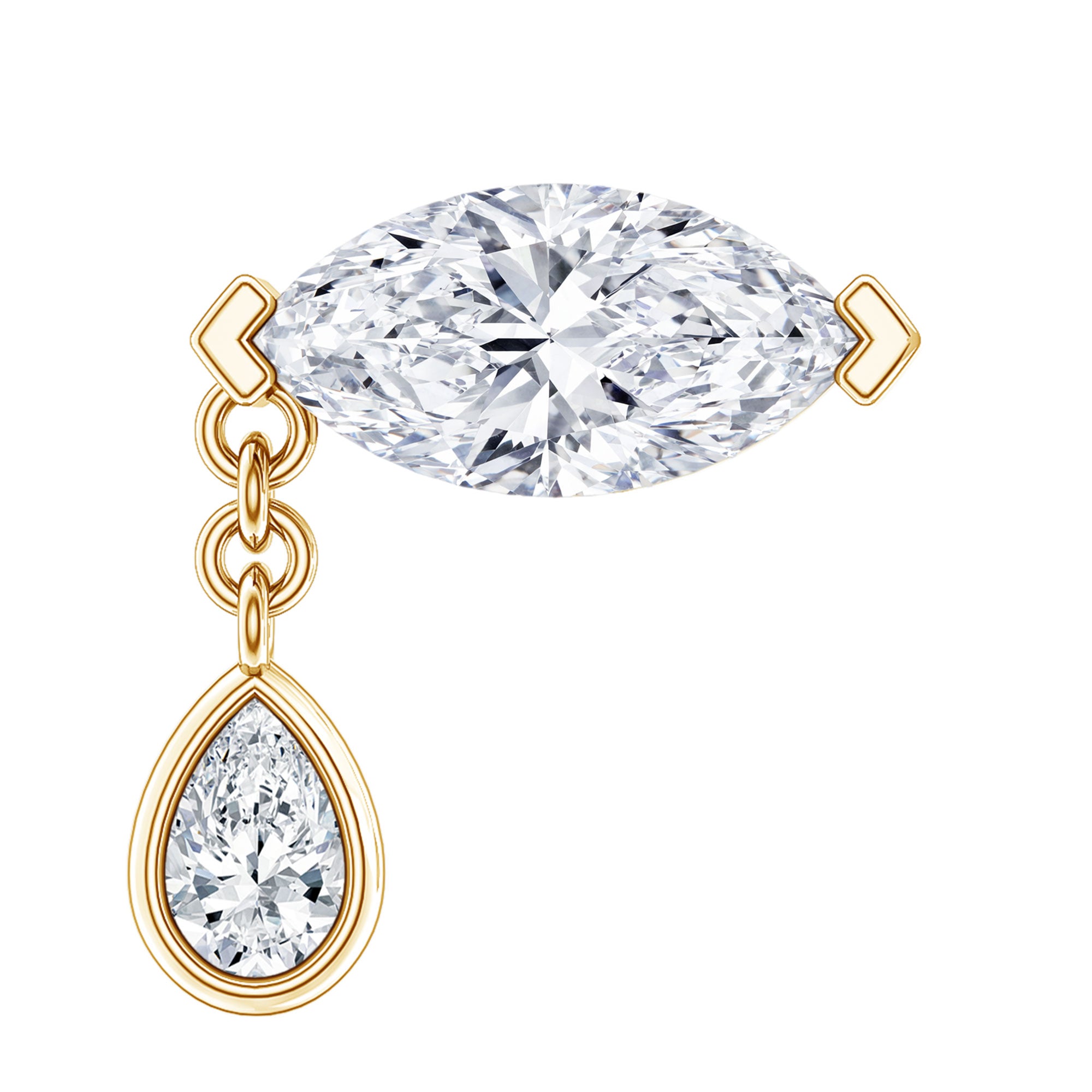 Marquise Moissanite Dangle Cartilage Earring D-VS1 - Rosec Jewels