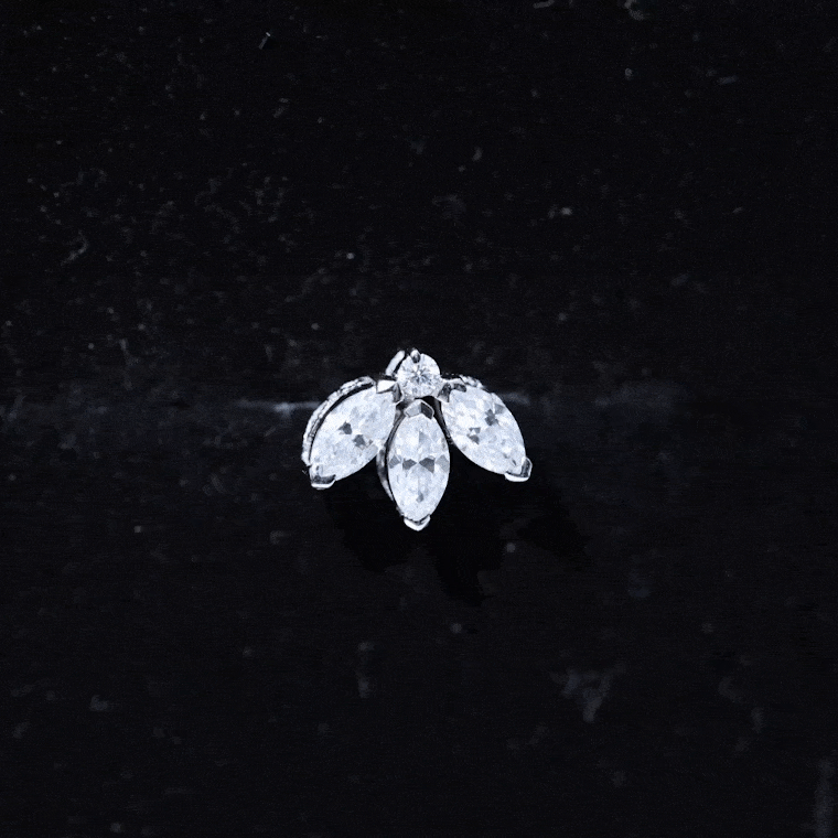 Marquise Moissanite Lotus Flower Helix Earring in Gold Moissanite - ( D-VS1 ) - Color and Clarity - Rosec Jewels