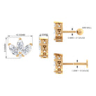 Marquise Moissanite Lotus Gold Flower Cartilage Earring Moissanite - ( D-VS1 ) - Color and Clarity - Rosec Jewels