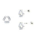 Baguette Moissanite 3 Stone Cartilage Earring Moissanite - ( D-VS1 ) - Color and Clarity - Rosec Jewels