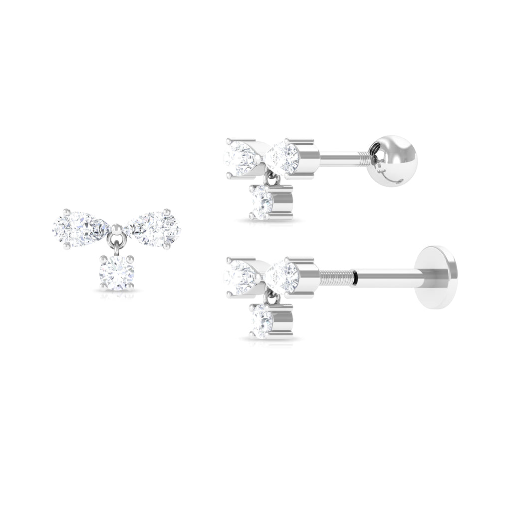 Pear Shape Moissanite Drop Earring for Helix Piercing Moissanite - ( D-VS1 ) - Color and Clarity - Rosec Jewels
