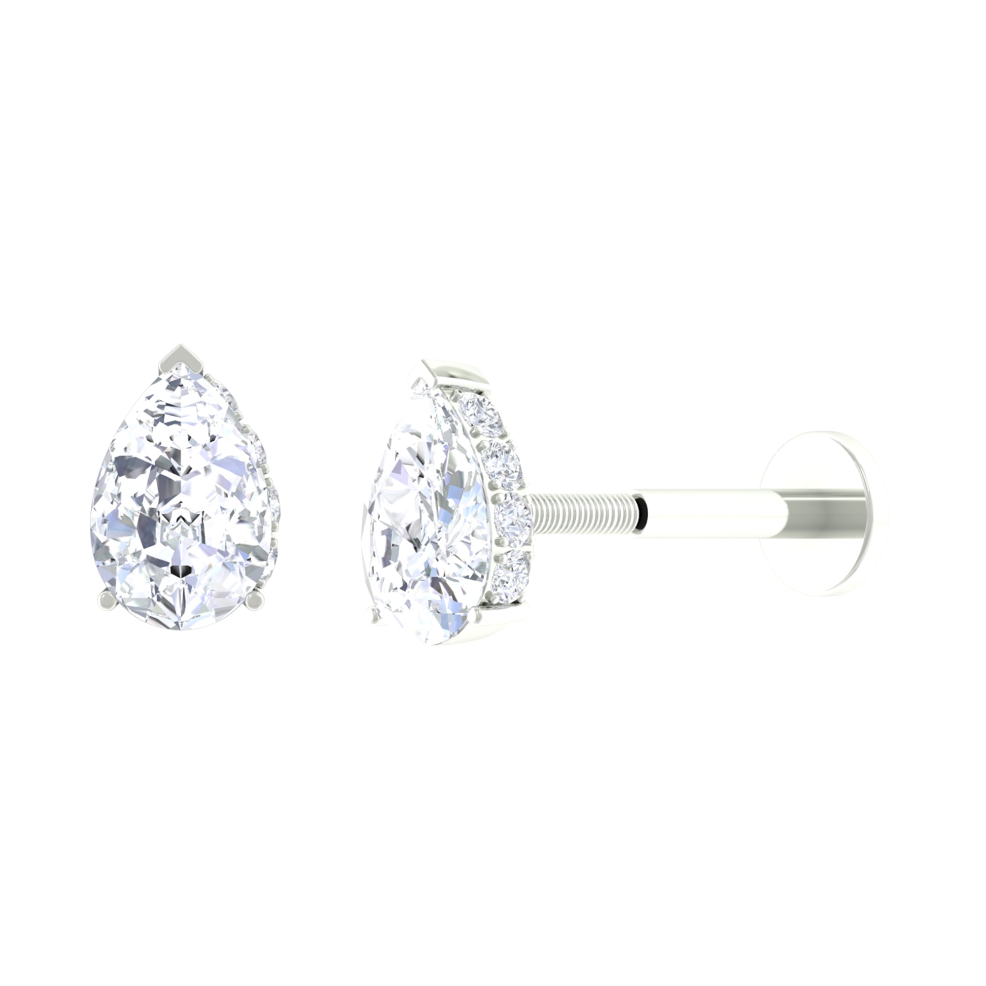 0.50 CT Pear Cut Moissanite Cartilage Earring in Gold Moissanite - ( D-VS1 ) - Color and Clarity - Rosec Jewels