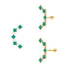 Created Emerald and Moissanite Curved Crawler Earring Lab Created Emerald - ( AAAA ) - Quality - Rosec Jewels