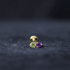 Real Amethyst and Peridot Two Stone Helix Earring AAA - Rosec Jewels
