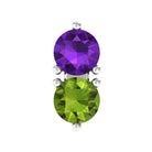 Real Amethyst and Peridot Two Stone Helix Earring AAA - Rosec Jewels