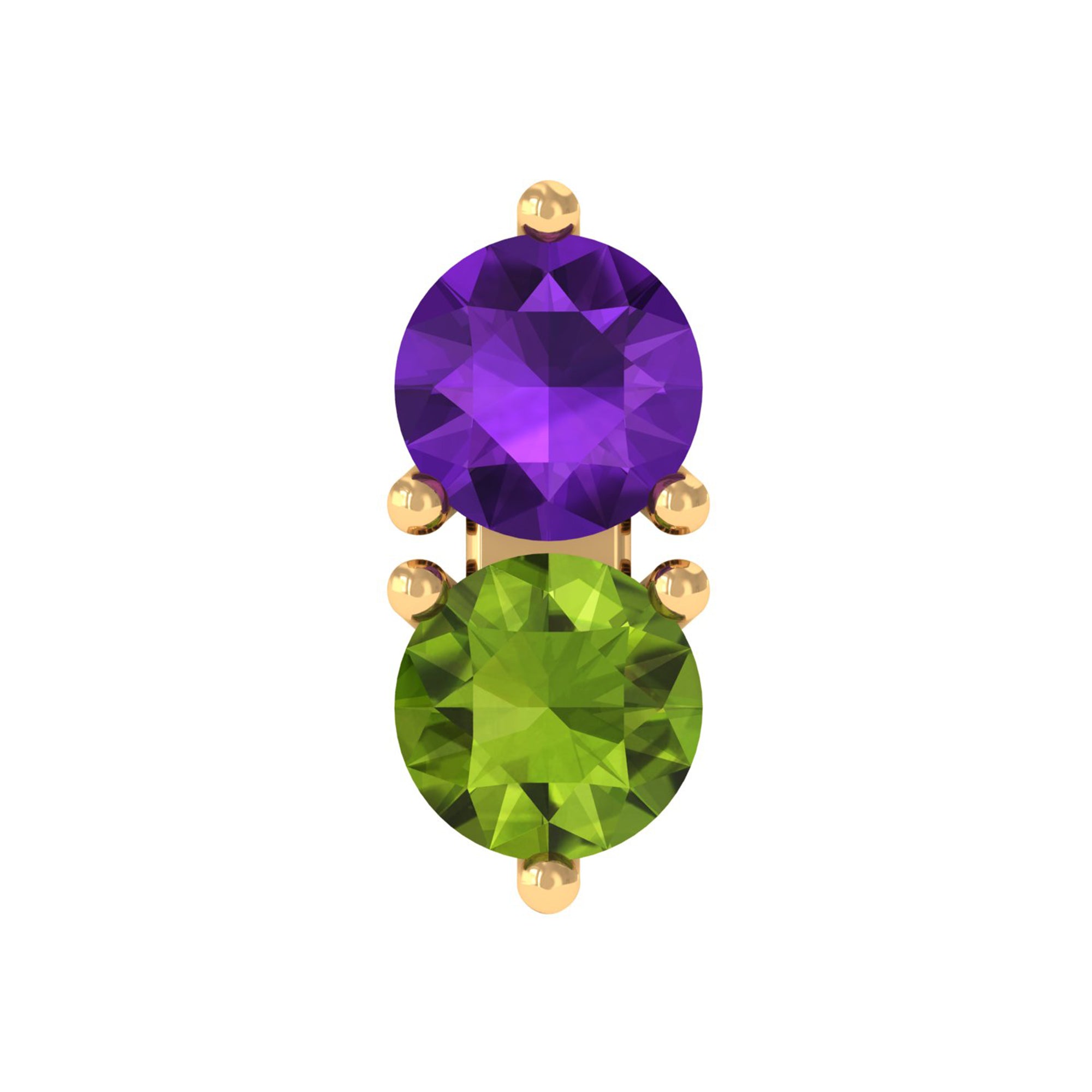 Real Amethyst and Peridot Two Stone Helix Earring AAA - Rosec Jewels