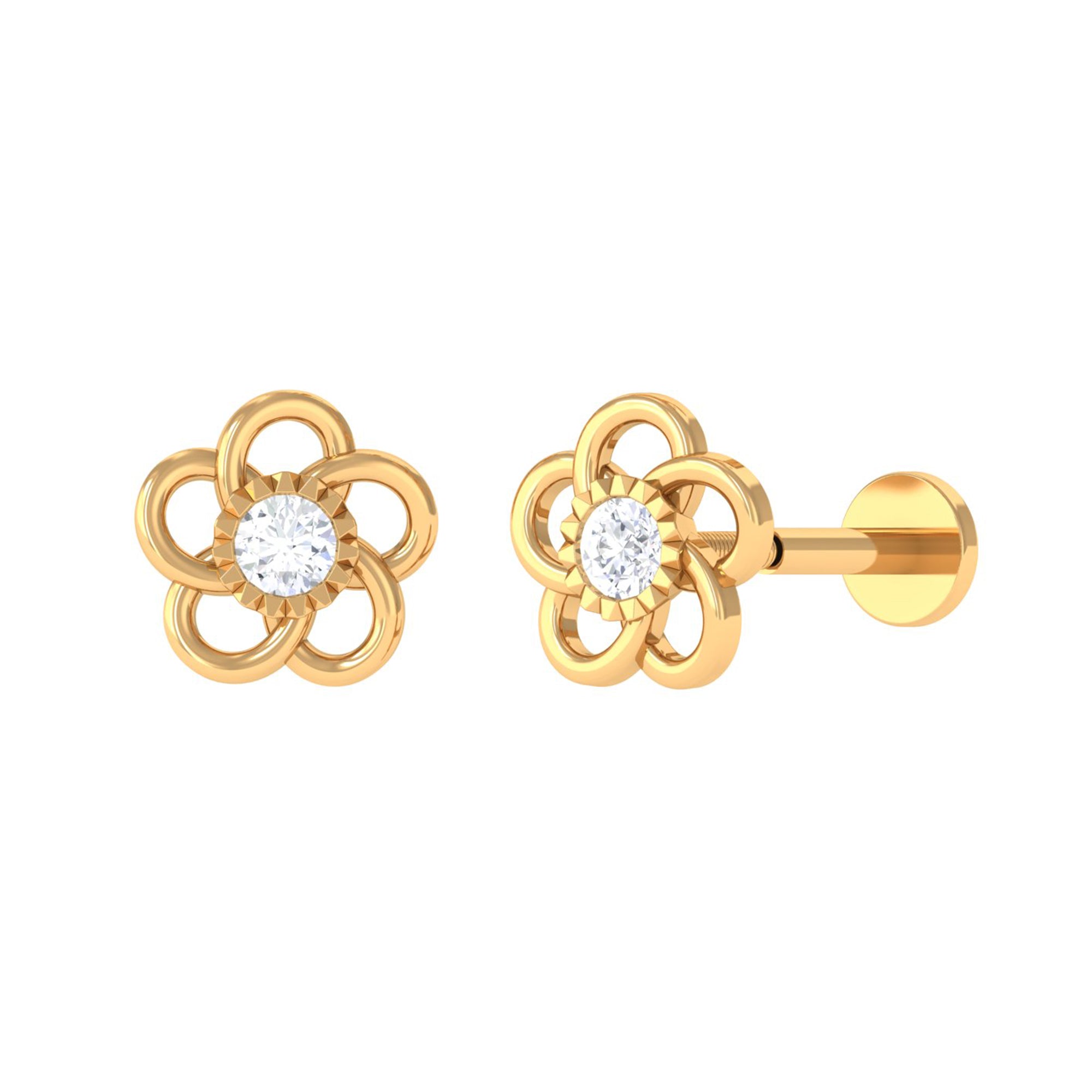 Diamond Flower Earring for Cartilage Piercing