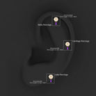 Baguette Amethyst Cartilage Drop Earring with Diamond AAA - Rosec Jewels