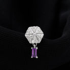 Baguette Amethyst Cartilage Drop Earring with Diamond AAA - Rosec Jewels