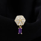 Baguette Amethyst Cartilage Drop Earring with Diamond AAA - Rosec Jewels