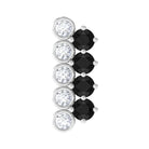 Minimal Black Onyx and Diamond Bar Cartilage Earring AAA - Rosec Jewels
