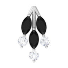 Marquise Black Onyx Leaf Cartilage Earring with Certificate AAA - Rosec Jewels