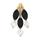 Marquise Black Onyx Leaf Cartilage Earring with Certificate AAA - Rosec Jewels