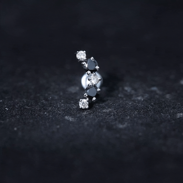 Alternate Black Onyx and Diamond Crawler Earring AAA - Rosec Jewels