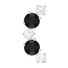 Alternate Black Onyx and Diamond Crawler Earring AAA - Rosec Jewels