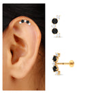 Alternate Black Onyx and Diamond Crawler Earring AAA - Rosec Jewels