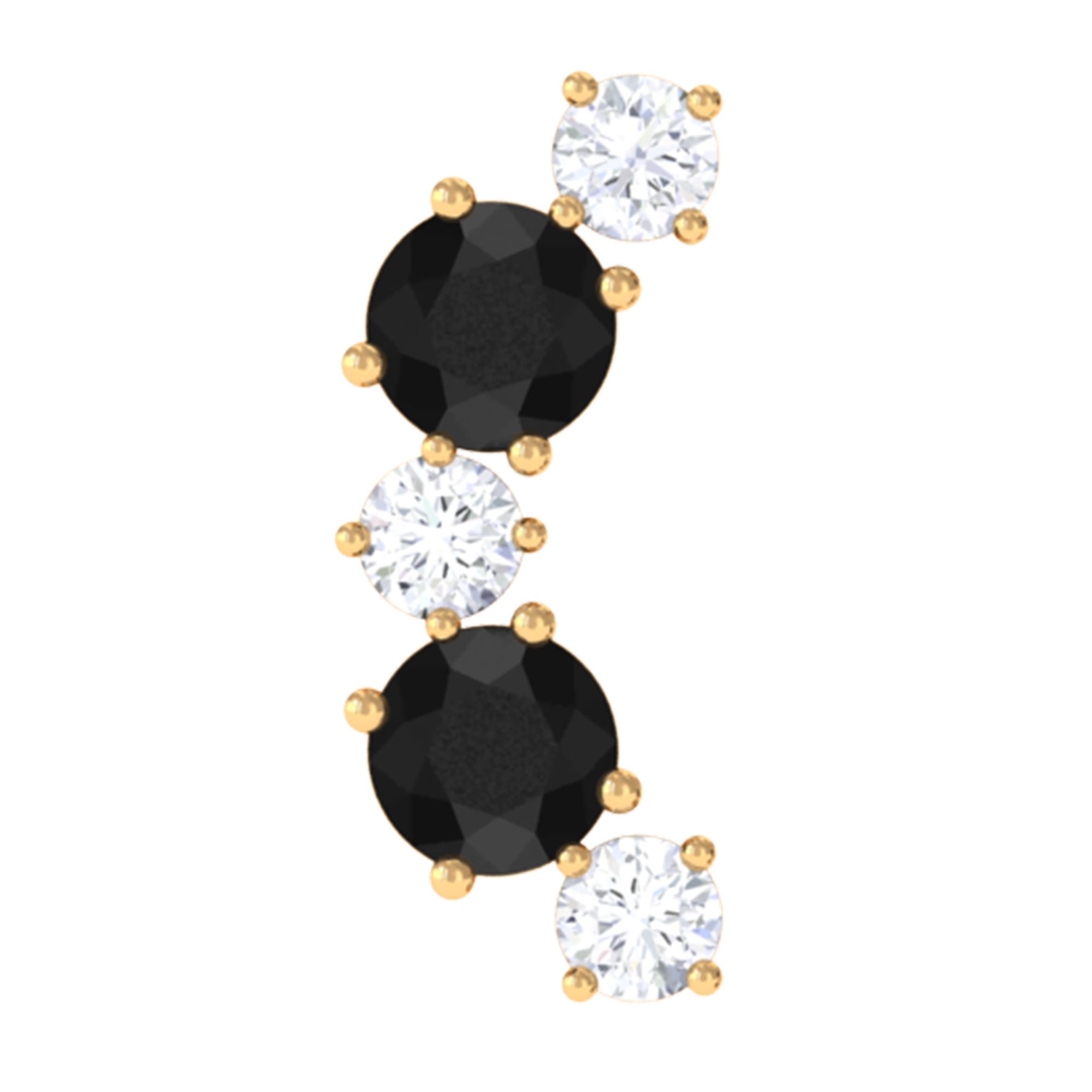 Alternate Black Onyx and Diamond Crawler Earring AAA - Rosec Jewels
