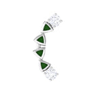 Round Cut Diamond Crawler Helix Earring with Green Enamel Natural - ( HI-SI ) - Rosec Jewels