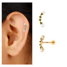 Round Cut Diamond Crawler Helix Earring with Green Enamel Natural - ( HI-SI ) - Rosec Jewels