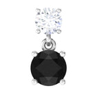 Round Black Onyx and Diamond Helix Drop Earring AAA - Rosec Jewels