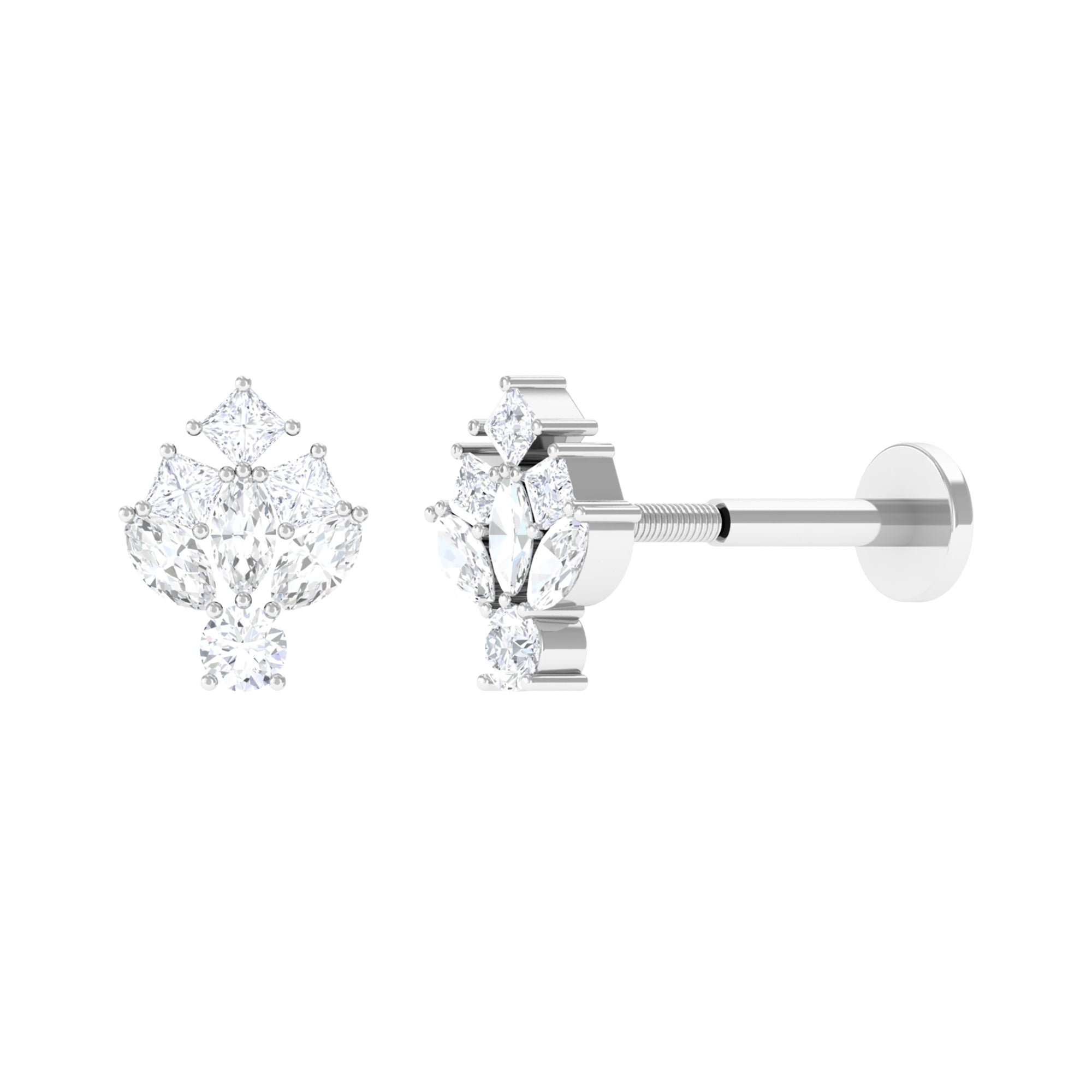1/4 CT Diamond Cluster Earring for Upper Lobe Piercing Diamond - ( HI-SI ) - Color and Clarity - Rosec Jewels
