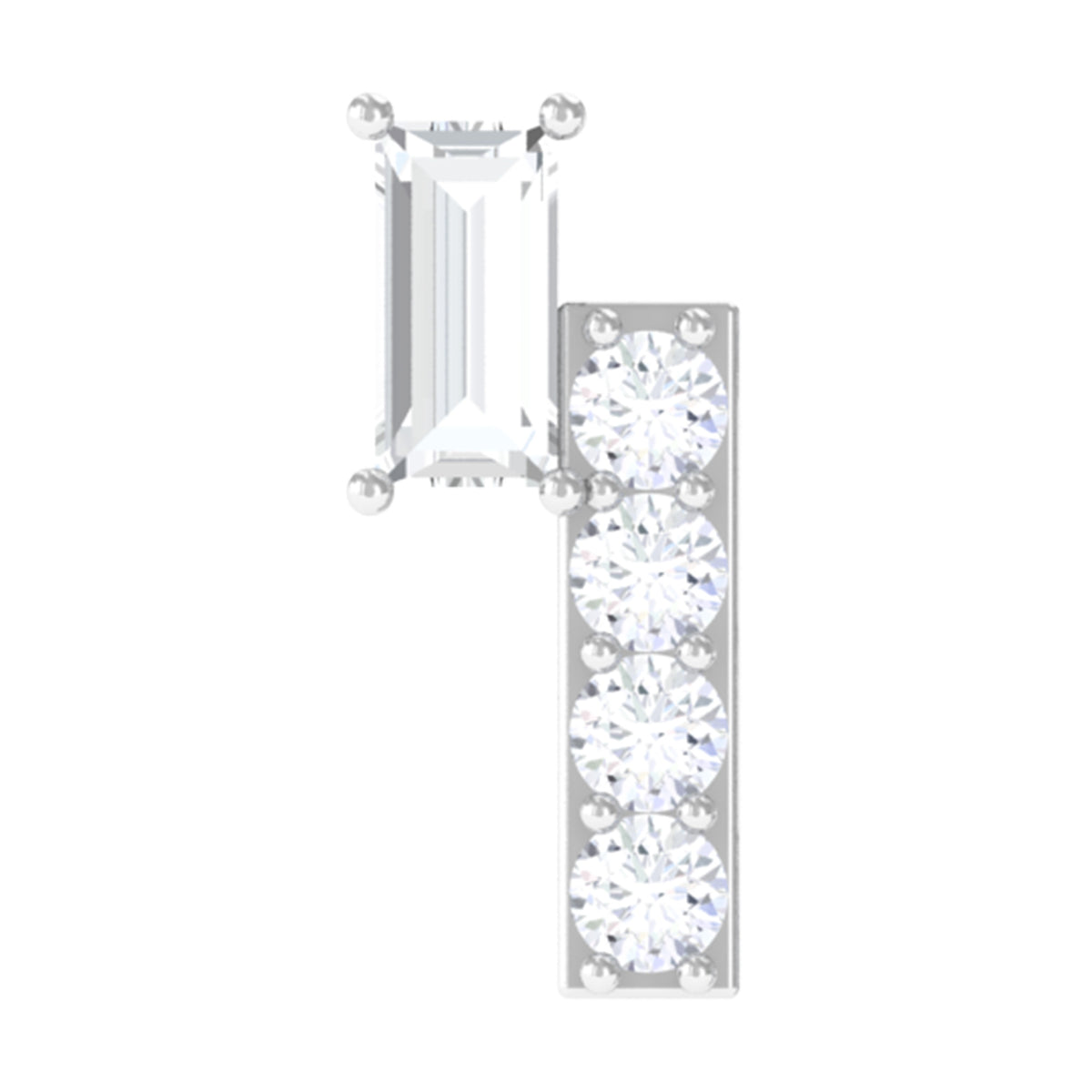 Moissanite Unique Bar Earring for Tragus Piercing D-VS1 - Rosec Jewels