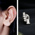 Moissanite Unique Bar Earring for Tragus Piercing D-VS1 - Rosec Jewels