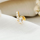 Moissanite Unique Bar Earring for Tragus Piercing D-VS1 - Rosec Jewels