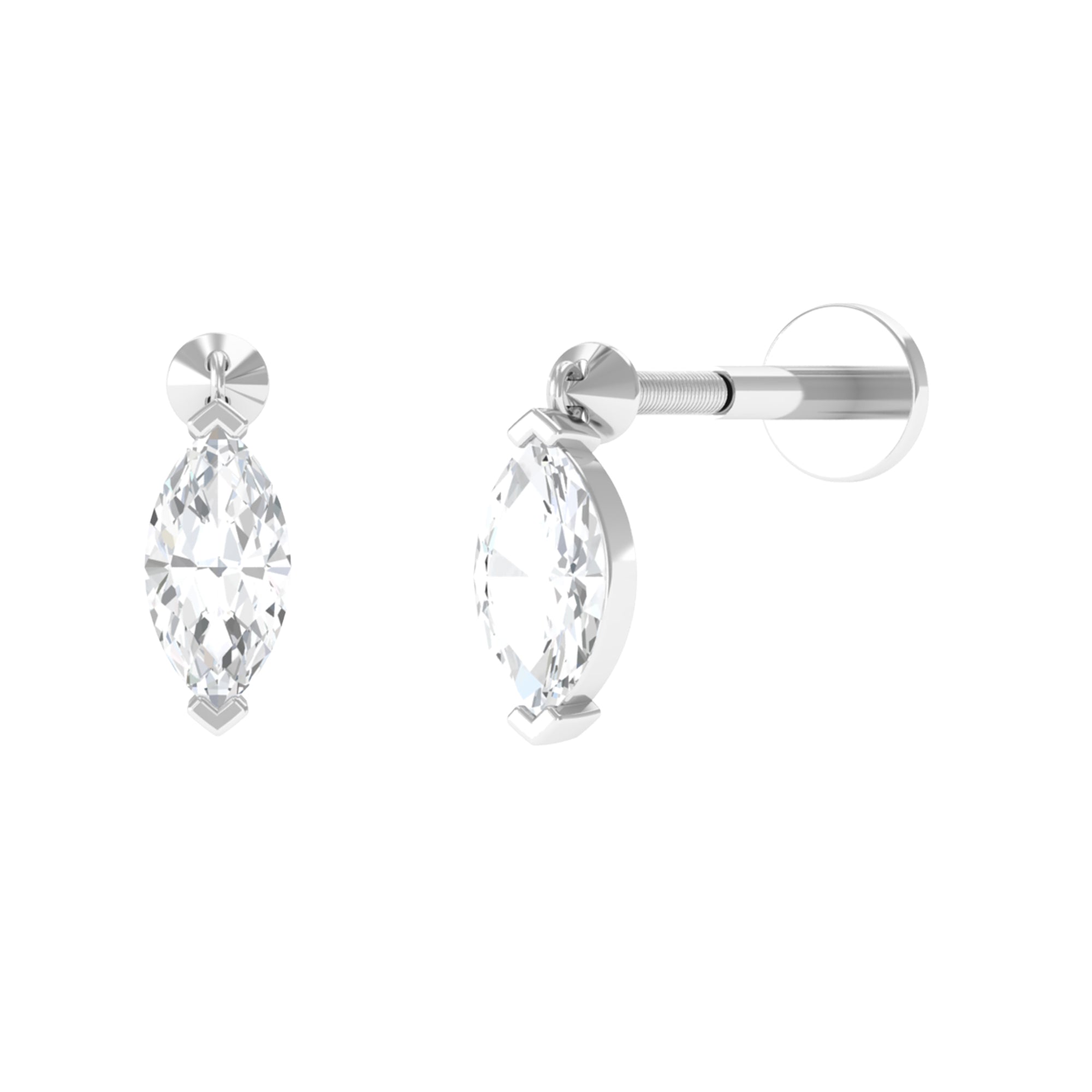 Marquise Moissanite Dangling Earring for Helix Piercing Moissanite - ( D-VS1 ) - Color and Clarity - Rosec Jewels