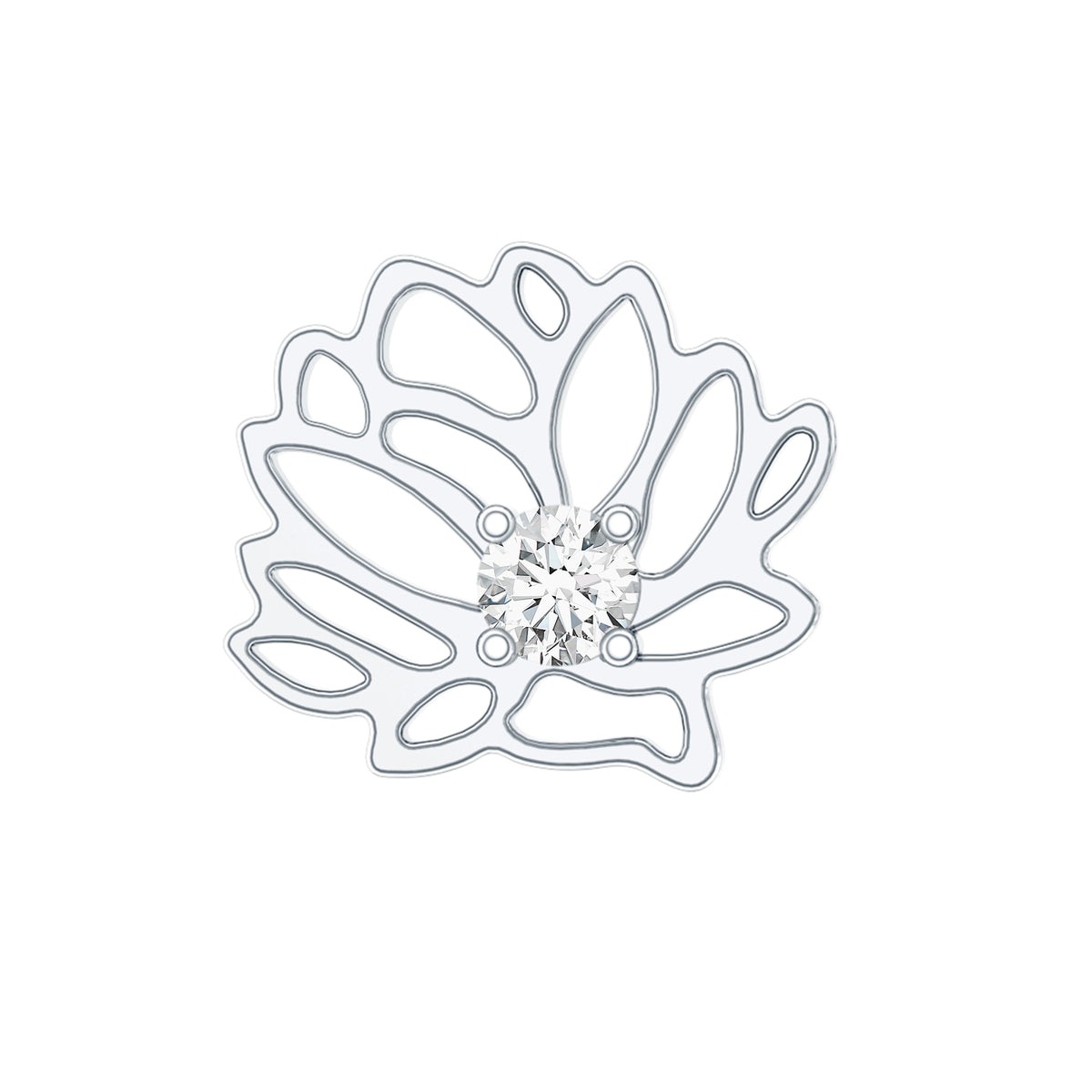 Diamond Lotus Flower Earring for Conch Piercing Natural - ( HI-SI ) - Rosec Jewels