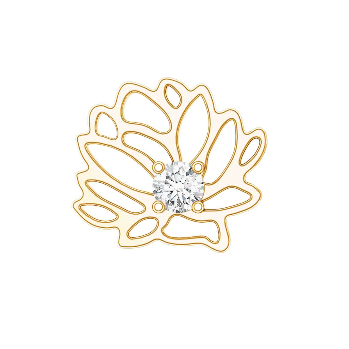 Diamond Lotus Flower Earring for Conch Piercing Natural - ( HI-SI ) - Rosec Jewels