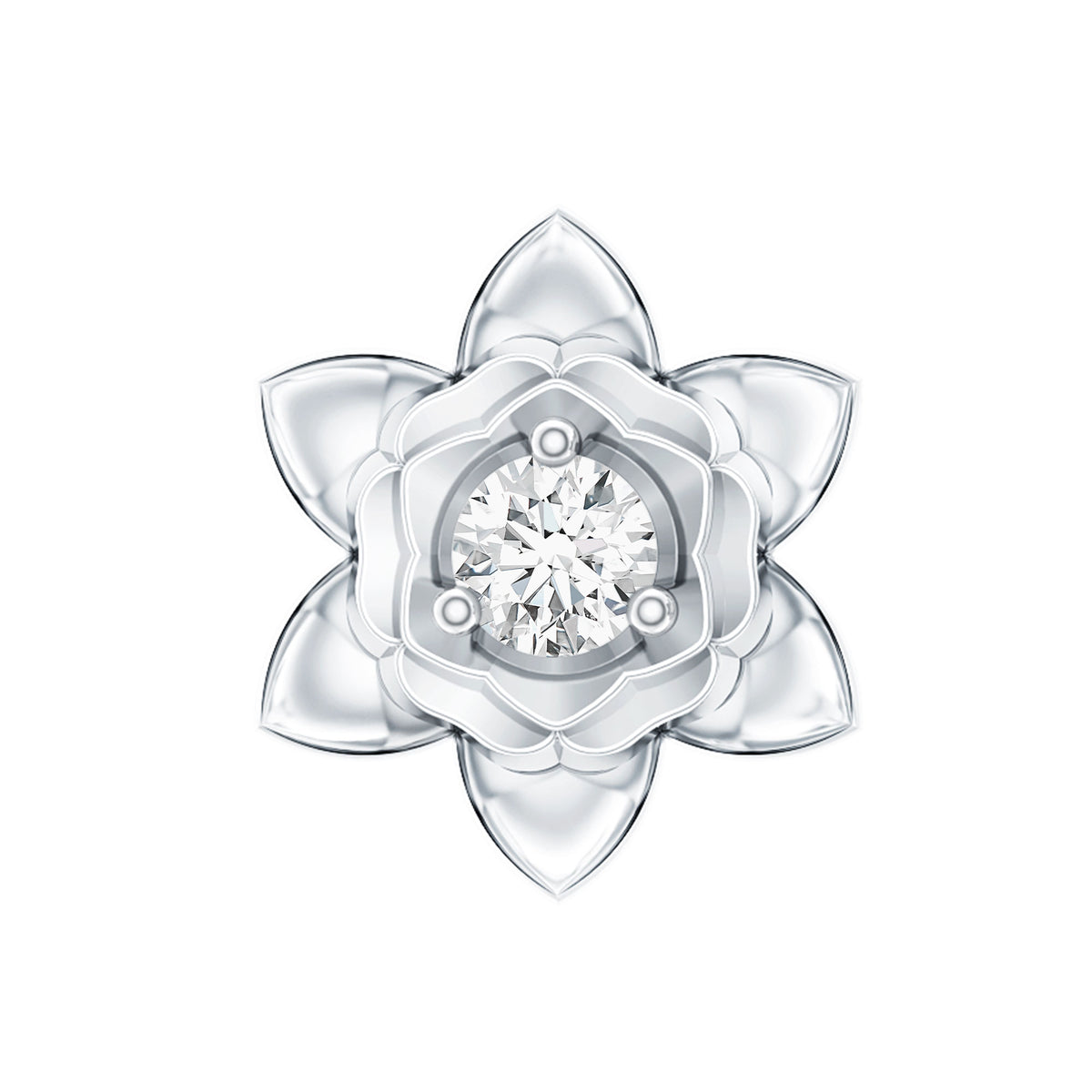 Diamond Lotus Flower Earring for Helix Piercing Natural - ( HI-SI ) - Rosec Jewels