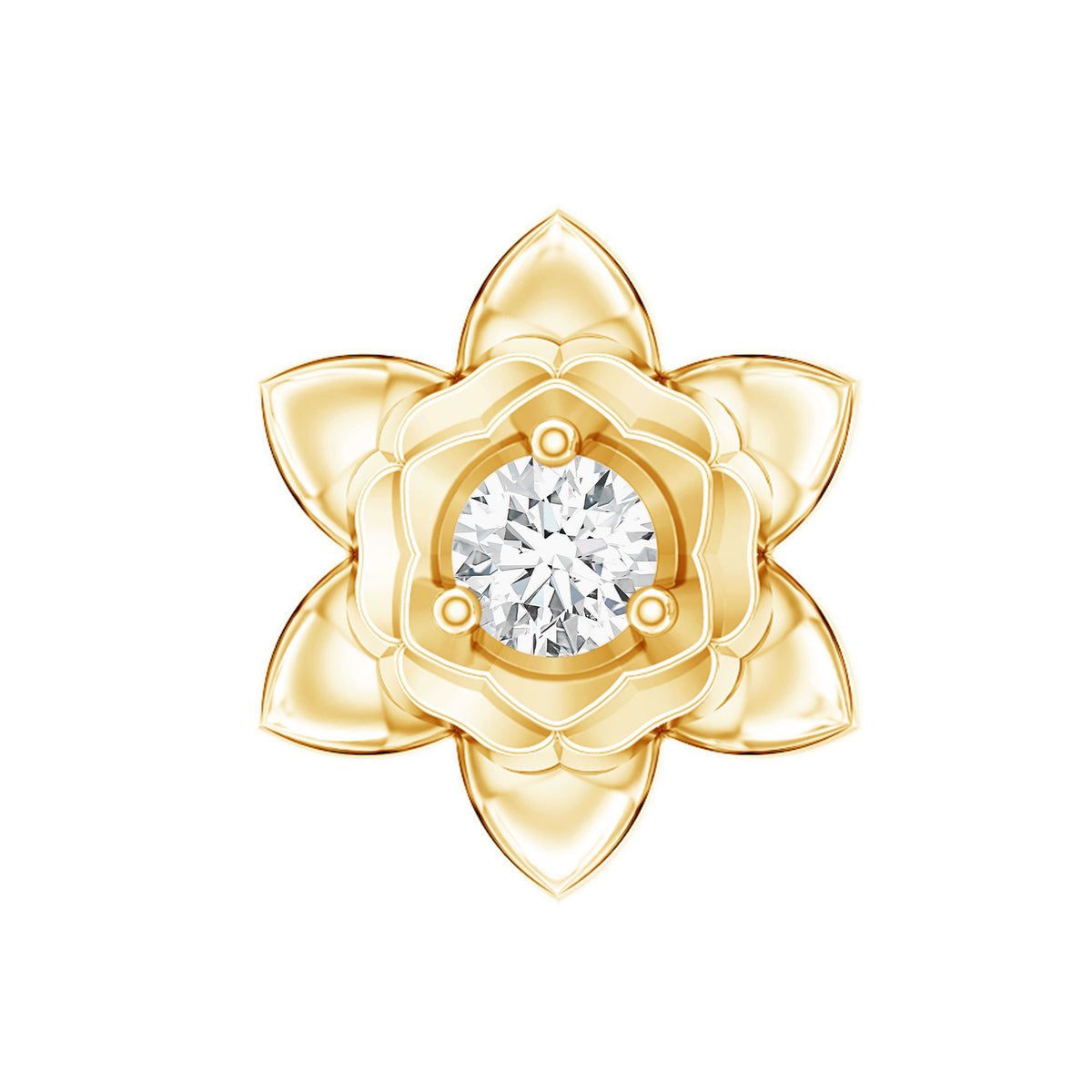Diamond Lotus Flower Earring for Helix Piercing Natural - ( HI-SI ) - Rosec Jewels