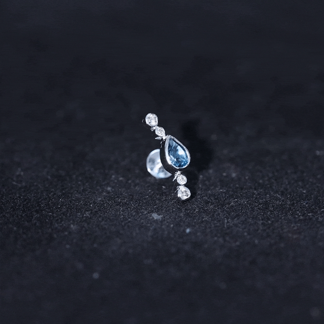 London Blue Topaz Ear Crawler Earring with Diamond London Blue Topaz - ( AAA ) - Quality - Rosec Jewels