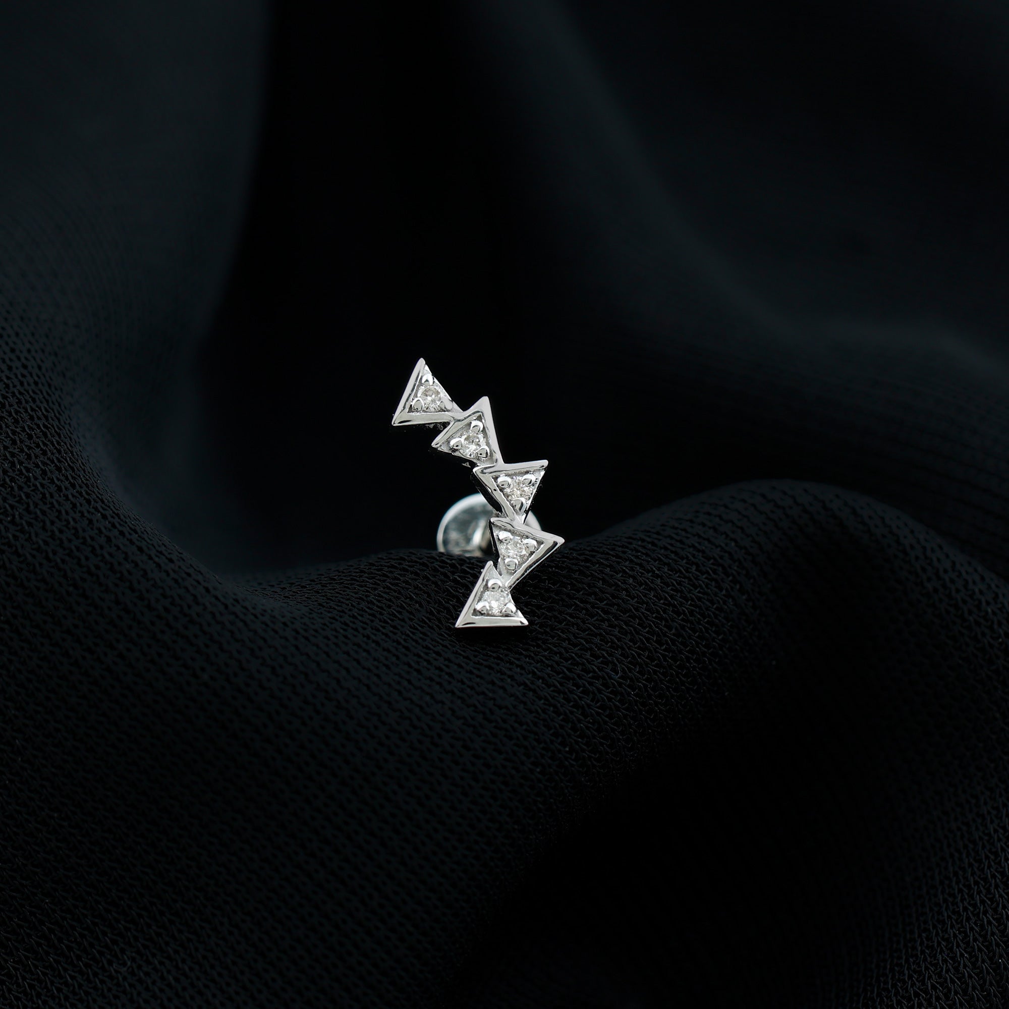 Genuine Diamond Geometric Curved Cartilage Earring Natural - ( HI-SI ) - Rosec Jewels